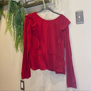 Long Sleeved Red Zara Top with ruffles